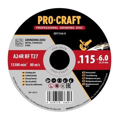Šlifavimo diskas metalui „ProCraft GD115x6.0” Šlifavimo diskas metalui „ProCraft GD115x6.0”