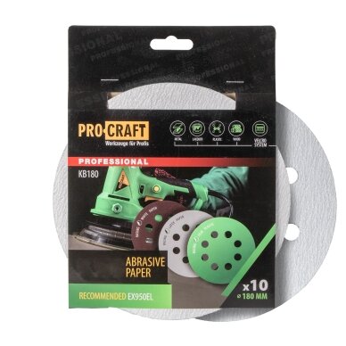 Šlifavimo lapeliai „ProCraft KB180.40” (10 vnt.) Šlifavimo lapeliai „ProCraft KB180.40” (10 vnt.)