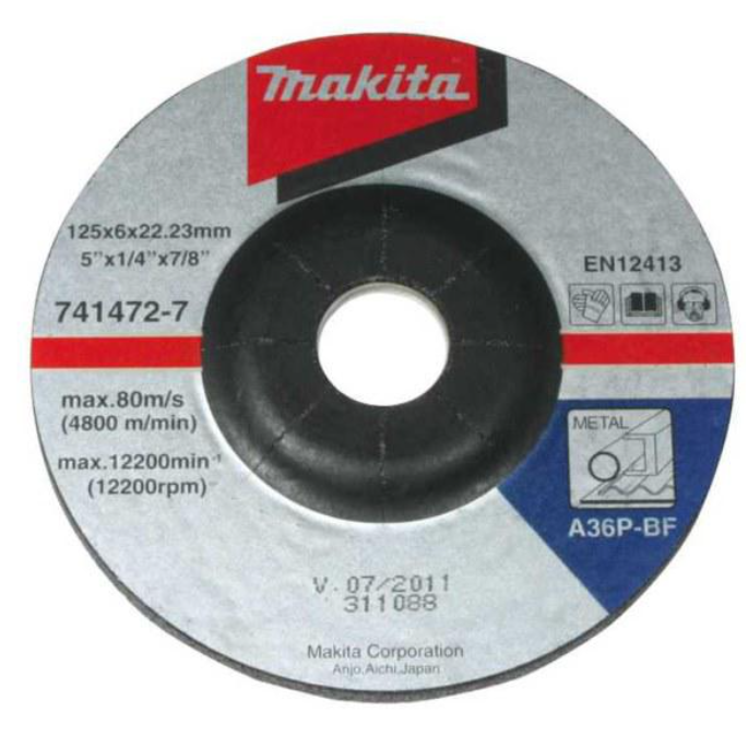 Šlifavimo diskas Makita 741472-7, 125X6X22,23mm Šlifavimo diskas Makita 741472-7, 125X6X22,23mm