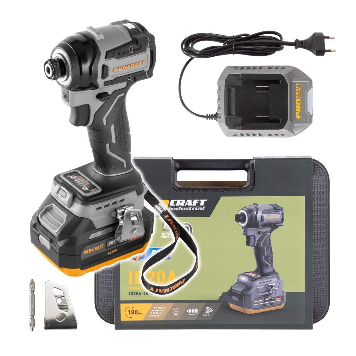 Smūginis veržliasukis „ProCraft Industrial ID20A” (1 akumuliatorius)