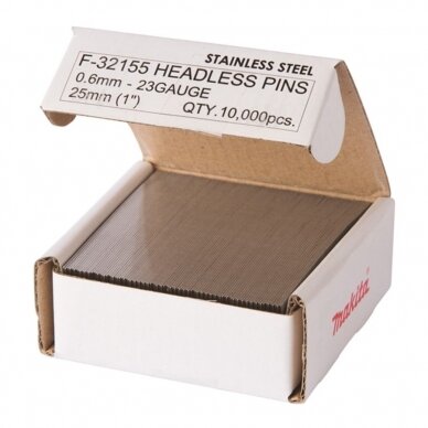 Smeigės 0,6X25MM, INOX P25S, 10.000 Vnt. F-32155 Makita Smeigės 0,6X25MM, INOX P25S, 10.000 Vnt. F-32155 Makita