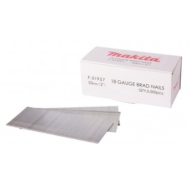 Smeigės 1,2x50mm, 18ga, 5000vnt. AF505, AF550H, DBN500 Makita F-31957 Smeigės 1,2x50mm, 18ga, 5000vnt. AF505, AF550H, DBN500 Makita F-31957