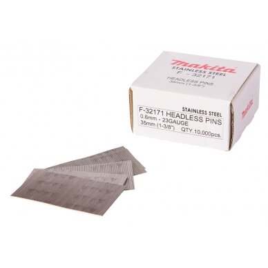 Smeigės Makita F-32171, 0,6X35mm, INOX P35S, 10.000 vnt. Smeigės Makita F-32171, 0,6X35mm, INOX P35S, 10.000 vnt.