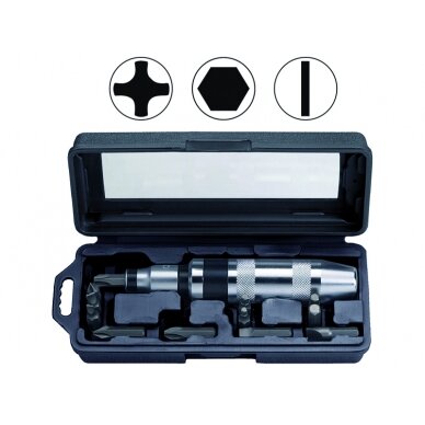 Smūginio atsuktuvo 5/16" kmpl 15 vnt PH,SL,HEX Smūginio atsuktuvo 5/16" kmpl 15 vnt PH,SL,HEX
