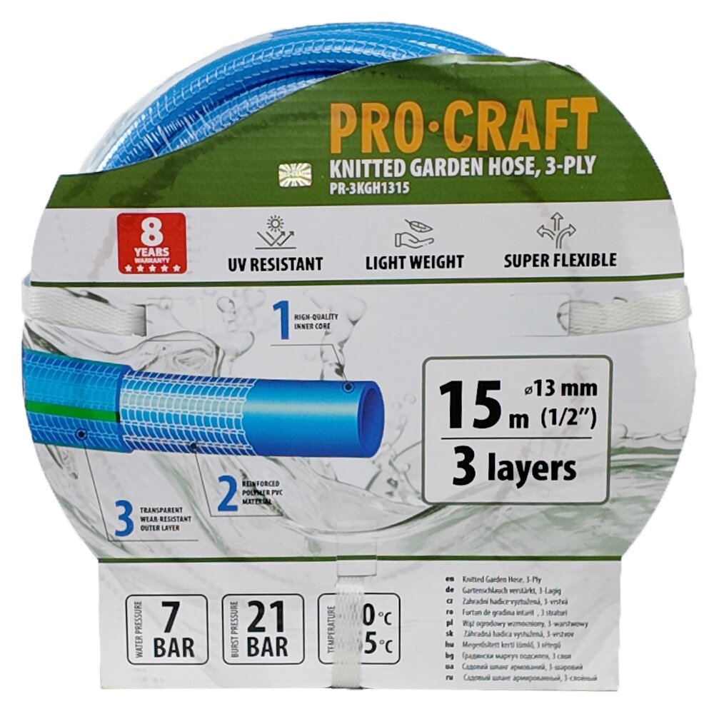 Sodo žarna „ProCraft PR-3KGH1315” 3 sluoksnių, 1/2", 15 m 1