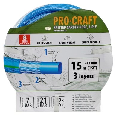 Sodo žarna „ProCraft PR-3KGH1315” 3 sluoksnių, 1/2", 15 m 1 Sodo žarna „ProCraft PR-3KGH1315” 3 sluoksnių, 1/2", 15 m 1