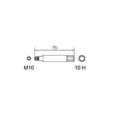 Special bit XZN M10 x 75mm, 10H Special bit XZN M10 x 75mm, 10H