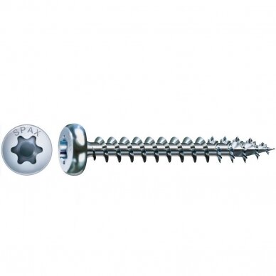 Spax 4,0x50 medsraigčiai pusapvale galva, balti su torx galvute (500vnt) (0201010400505) Spax 4,0x50 medsraigčiai pusapvale galva, balti su torx galvute (500vnt) (0201010400505)