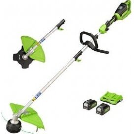 Greenworks GD24X2TXK4x STYGINĖ ŽOLIAPJOVĖ (48V (2X24V) Du 4Ah akumuliatoriai ir kroviklis)