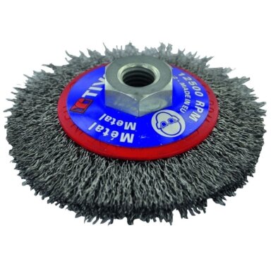 Steel wire brush for angle grinder, 100mm, Ø0.35mm, M14 Steel wire brush for angle grinder, 100mm, Ø0.35mm, M14