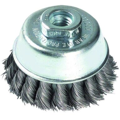 Steel wire cupbrush for angle grinder, 65mm, twisted Ø0.35mm, M14 Steel wire cupbrush for angle grinder, 65mm, twisted Ø0.35mm, M14