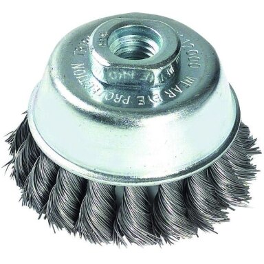 Steel wire cupbrush for angle grinder, 65mm, twisted Ø0.35mm, M14 Steel wire cupbrush for angle grinder, 65mm, twisted Ø0.35mm, M14
