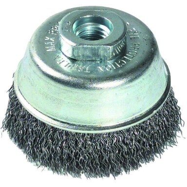 Steel wire cupbrush for angle grinder, 95mm, corrugated Ø0.35mm, M14 Steel wire cupbrush for angle grinder, 95mm, corrugated Ø0.35mm, M14