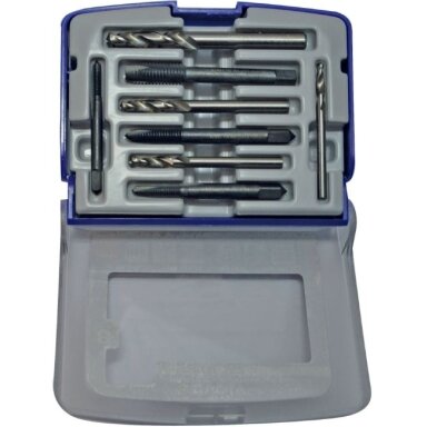 Stiegiklių + grąžtų rinkinys M4(Ø3,3mm),M5(Ø4,2mm), M6(Ø5mm),M8(Ø6,8mm) HSS . M4-M8. "Half-box" Stiegiklių + grąžtų rinkinys M4(Ø3,3mm),M5(Ø4,2mm), M6(Ø5mm),M8(Ø6,8mm) HSS . M4-M8. "Half-box"