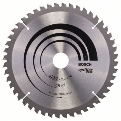 Bosch pjūklo diskas 216x30x2,0 T48 Optiline Wood 2608640432 Bosch pjūklo diskas 216x30x2,0 T48 Optiline Wood 2608640432