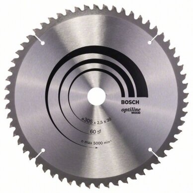 Bosch pjūklo diskas 305x30x2,5 T60 Optiline Wood 2608640441 Bosch pjūklo diskas 305x30x2,5 T60 Optiline Wood 2608640441