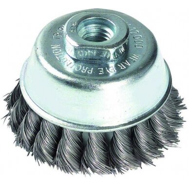 Steel wire cupbrush for angle grinder, 65mm, twisted Ø0.35mm, M14 Steel wire cupbrush for angle grinder, 65mm, twisted Ø0.35mm, M14