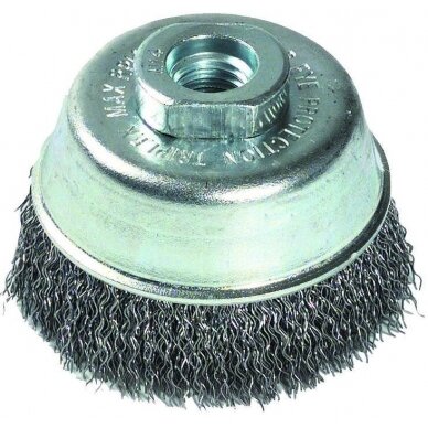 Steel wire cupbrush for angle grinder, 95mm, corrugated Ø0.35mm, M14 Steel wire cupbrush for angle grinder, 95mm, corrugated Ø0.35mm, M14