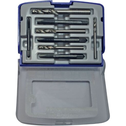 Stiegiklių + grąžtų rinkinys M4(Ø3,3mm),M5(Ø4,2mm), M6(Ø5mm),M8(Ø6,8mm) HSS . M4-M8. "Half-box" Stiegiklių + grąžtų rinkinys M4(Ø3,3mm),M5(Ø4,2mm), M6(Ø5mm),M8(Ø6,8mm) HSS . M4-M8. "Half-box"