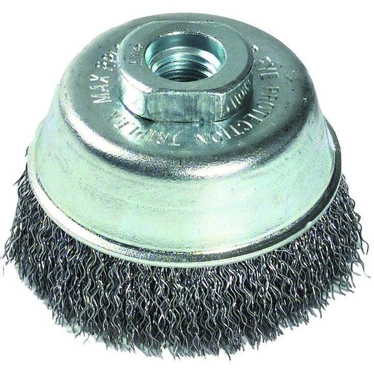 Steel wire cupbrush for angle grinder, 95mm, corrugated Ø0.35mm, M14 Steel wire cupbrush for angle grinder, 95mm, corrugated Ø0.35mm, M14