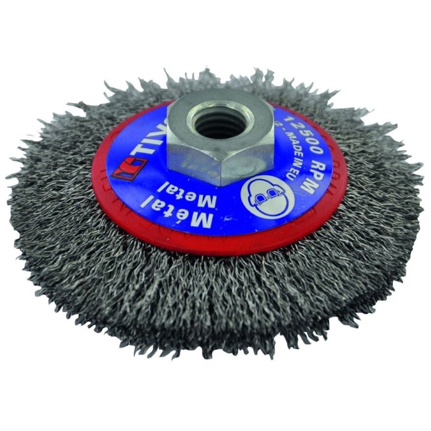 Steel wire brush for angle grinder, 100mm, Ø0.35mm, M14 Steel wire brush for angle grinder, 100mm, Ø0.35mm, M14