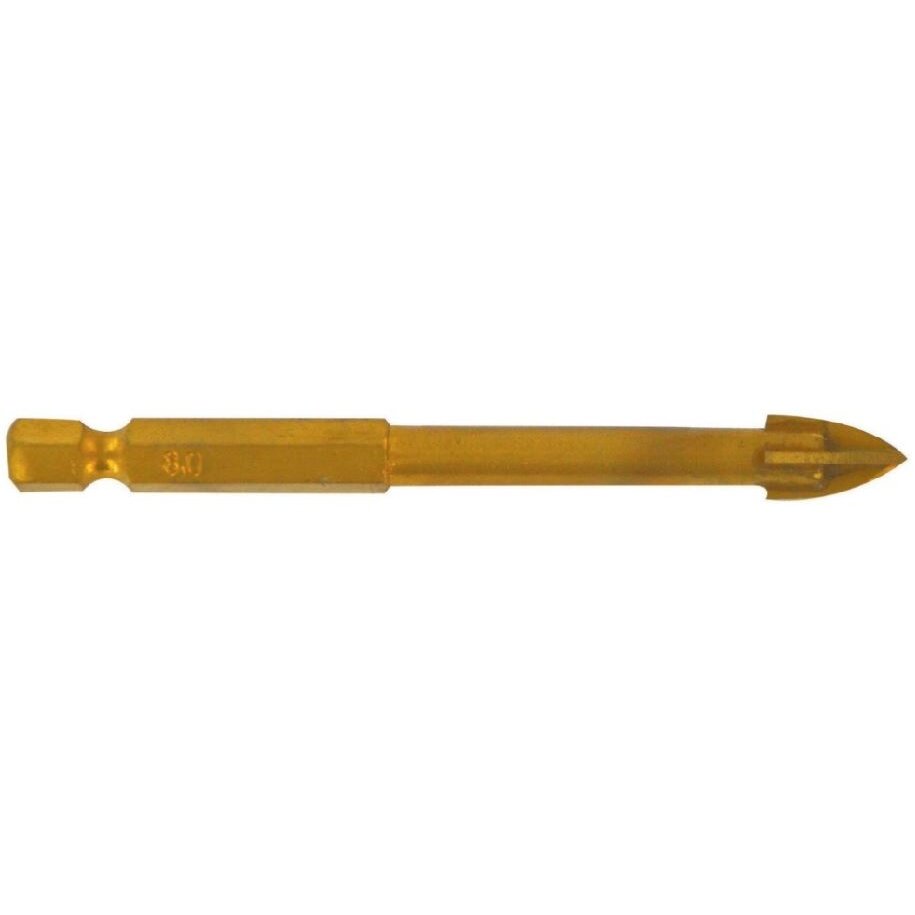Stiklo ir keramikos plytelių grąžtas, keturių briaunų, 1/4" HEX kotelis, Ø5mm Stiklo ir keramikos plytelių grąžtas, keturių briaunų, 1/4" HEX kotelis, Ø5mm