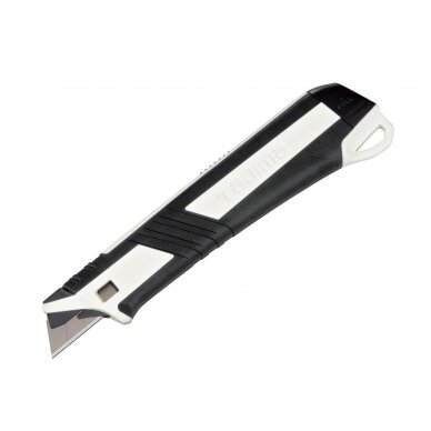 Sustiprintas gumuotas peilis laužomomis 18mm geležtėmis, Tajima DORA Impact 18mm Black Blade Sustiprintas gumuotas peilis laužomomis 18mm geležtėmis, Tajima DORA Impact 18mm Black Blade