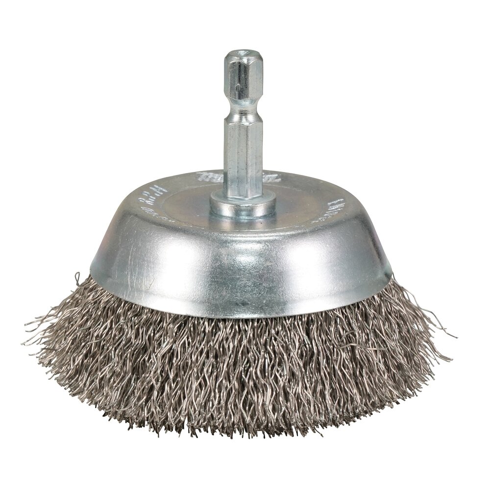 Taurės formos šveitimo šepetys Makita D-76576, 65mm, su 1/4'' šešiakampiu antgaliu Taurės formos šveitimo šepetys Makita D-76576, 65mm, su 1/4'' šešiakampiu antgaliu