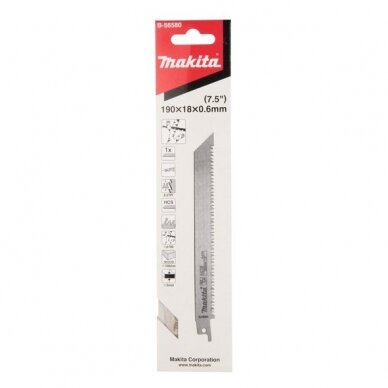 Tiesinio pjūklo pjūklelis 190X0,6MM HCS Medienai, Medžio šakoms Makita B-56580 Tiesinio pjūklo pjūklelis 190X0,6MM HCS Medienai, Medžio šakoms Makita B-56580
