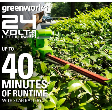 Greenworks G24PH51K2 TOLI SIEKIANTIS GYVATVORIŲ GENĖTUVAS (24V su 2Ah akumuliatoriumi ir krovikliu)