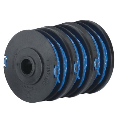 Trys ritės su dviem suvytomis 1,5 mm stygomis, skirtos RLT3025S Ryobi RAC123 Trys ritės su dviem suvytomis 1,5 mm stygomis, skirtos RLT3025S Ryobi RAC123