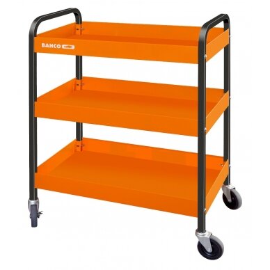 Vežimėlis ant ratukų su 3 lentynomis, oranžinis, 759x432x1025mm