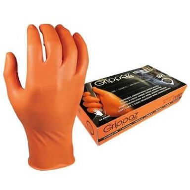 Vienkartinės nitrilinės pirštinės M-Safe Grippaz 246OR, 50 vnt dėžėje, 0,15mm storis, oranžinės, 7/S Vienkartinės nitrilinės pirštinės M-Safe Grippaz 246OR, 50 vnt dėžėje, 0,15mm storis, oranžinės, 7/S
