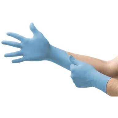 Vienkartinės pirštinės Ansell TouchNTuff® 92-670, 100 vnt, 0,13mm storio, dydis L (8.5-9) mėlynos Vienkartinės pirštinės Ansell TouchNTuff® 92-670, 100 vnt, 0,13mm storio, dydis L (8.5-9) mėlynos