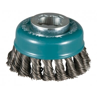 Vielinė šlifavimo taurė Makita D-73380, sukta viela, 0.5mm, Ø 80 mm, X-LOCK Vielinė šlifavimo taurė Makita D-73380, sukta viela, 0.5mm, Ø 80 mm, X-LOCK