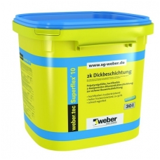 weber.tec Superflex 10 dviejų komponentų bituminis hidroizoliacinis mišinys 30 litrų plastikinės talpyklos