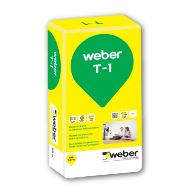 weber T-1 Plonasluoksnis cementinis kalkinis tinkas 25 kg popierinis maišas weber T-1 Plonasluoksnis cementinis kalkinis tinkas 25 kg popierinis maišas