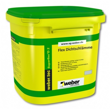 weber.tec Superflex D 2  Dvikomponentė labai elastinga cementinė hidroizoliacija 6 kg plastikinės pakuotės (2 komponentai)