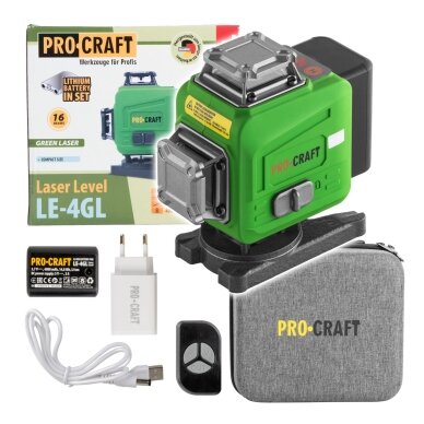 Žalias linijinis kryžminis saviniveliacinis lazeris „ProCraft LE-4GL” Žalias linijinis kryžminis saviniveliacinis lazeris „ProCraft LE-4GL”