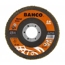 Žiedlapinis metalo ir nerūdijančio plieno šlifavimo diskas Bahco INOX+Fe T42 P80 125x22.23mm